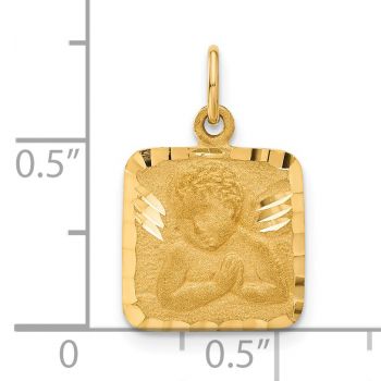 14K Gold Square Cherub Angel Pendant 4