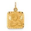 14K Gold Square Cherub Angel Pendant
