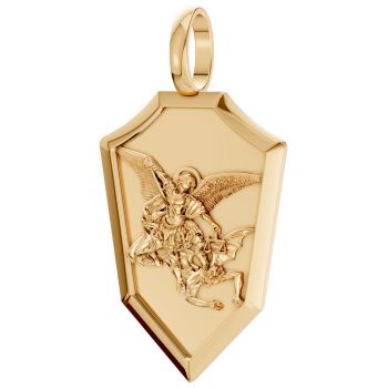 St Michael the Archangel Defeating Satan Pendant in 14K Gold 2