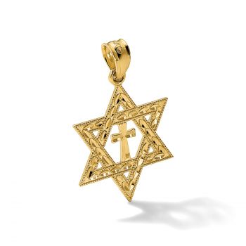 Star of David Cross Pendant in 14K Gold 4