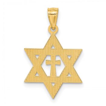 Star of David Cross Pendant in 14K Gold 3