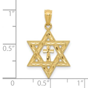 Star of David Cross Pendant in 14K Gold 5
