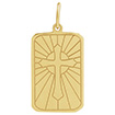 Women's Stained Glass Cross Shield Dog Tag Pendant in 14K Gold