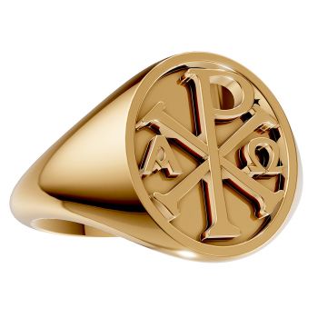 Chi Rho Alpha Omega Ring for Men in 14K Gold 2