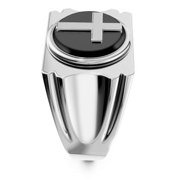 Sterling Silver Men's Black Onyx Cross Ring 3