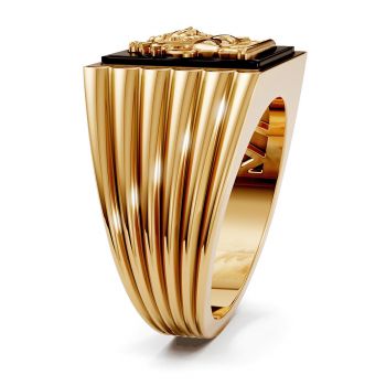 Lion of Judah Black Onyx Ring for Men in 14K Gold 4