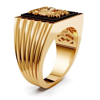 Lion of Judah Black Onyx Ring for Men in 14K Gold 2