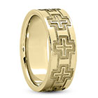 Ancient Grecian Cross Wedding Band Ring in 14K Gold