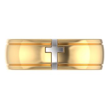 18K Two-Tone Gold Covenant Cross Christian Wedding Band Ring 2