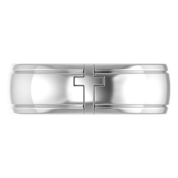 Platinum Calvary Cross Christian Wedding Band Ring 3