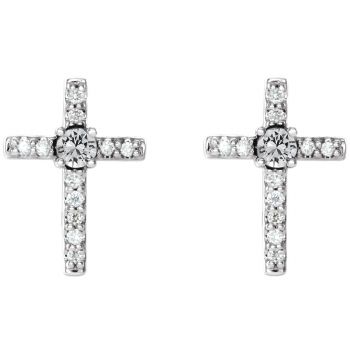 Diamond Cross Earrings in 14K White Gold 2