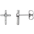 Diamond Cross Earrings in 14K White Gold