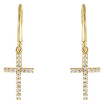 Small 1/6 Carat Diamond Cross Earrings in 14K Gold 2