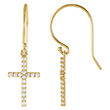 Small 1/6 Carat Diamond Cross Earrings in 14K Gold