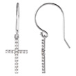 Small 1/6 Carat Diamond Cross Earrings in 14K White Gold