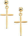 14K Gold Ball Dangle Cross Earrings