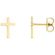 14K Gold Plain Polished Cross Stud Earrings