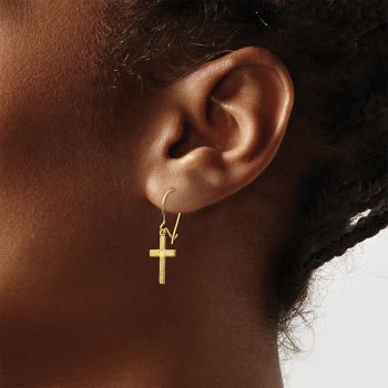 Heart Dangle Cross Earrings in 14K Gold 4