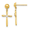 3/4" 14K Gold CZ Cross Post Dangle Earrings