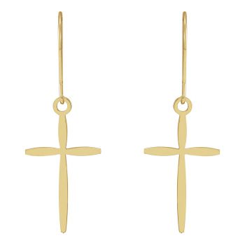 14K Gold Cross Dangle Earrings 2