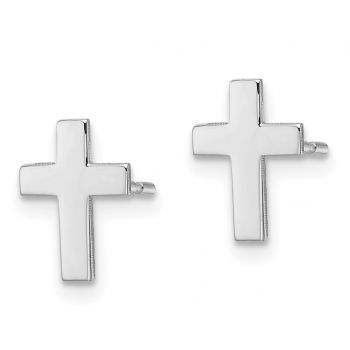 10K White Gold Cross Stud Earrings 2