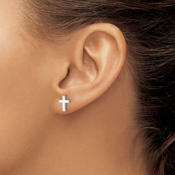 10K White Gold Cross Stud Earrings 4