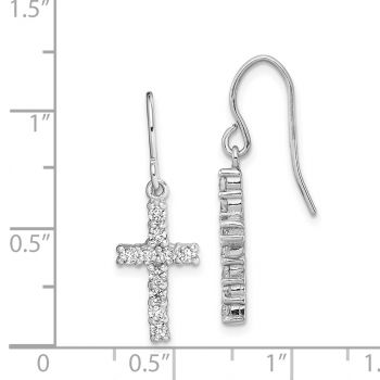 Silver CZ Cross Dangle Earrings 3