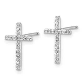 Silver CZ Cross Post Earrings 2
