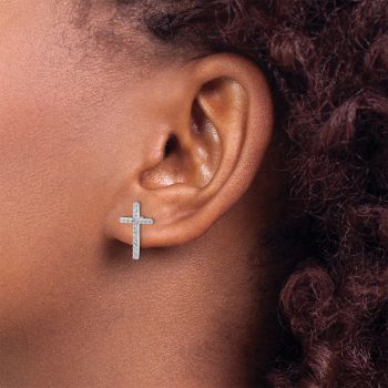Silver CZ Cross Post Earrings 4