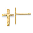 14K Gold Engraved Heart Cross Earrings