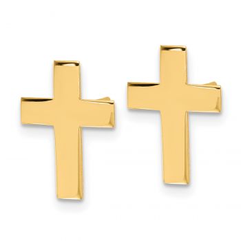 Large 14K Gold Cross Stud Earrings 2