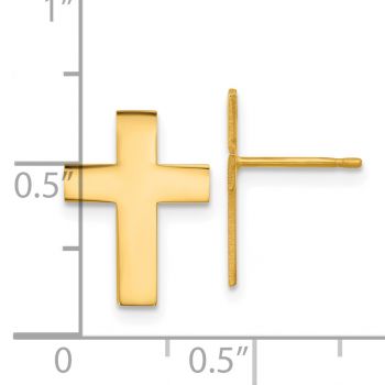 Large 14K Gold Cross Stud Earrings 3
