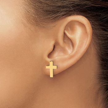Large 14K Gold Cross Stud Earrings 4