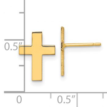 14K Gold Plain Cross Stud Earrings 3