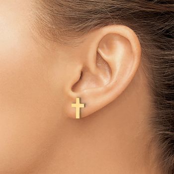 14K Gold Plain Cross Stud Earrings 4