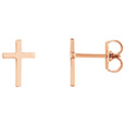 14K Rose Gold Plain Cross Stud Earrings