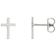 Platinum Plain Cross Stud Earrings