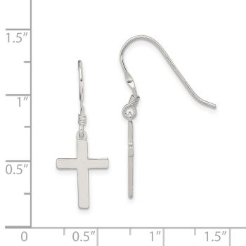 Plain Silver Dangle Cross Earrings 3