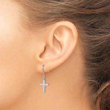 Plain Silver Dangle Cross Earrings 4