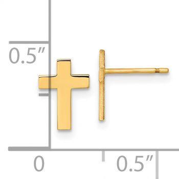 14K Gold Polished Cross Stud Earrings 2