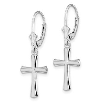 Silver Dangled Beveled Cross Earrings 2