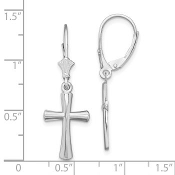 Silver Dangled Beveled Cross Earrings 3