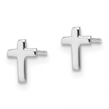 Small 10K White Gold Cross Stud Earrings 2