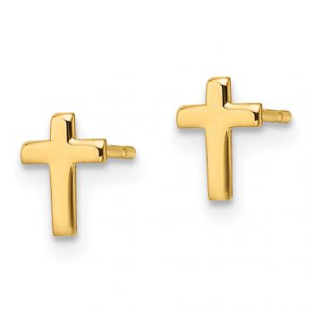Small 14K Gold Cross Stud Earrings 2