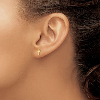 Small 14K Gold Cross Stud Earrings 4