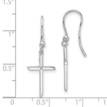 Silver Diamond Cross Dangle Earrings 3
