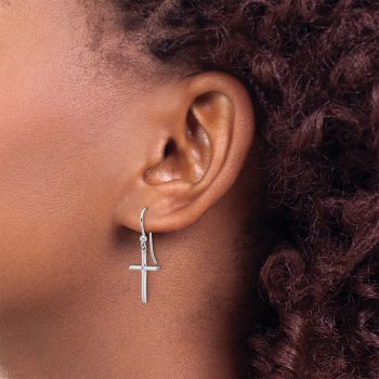 Silver Diamond Cross Dangle Earrings 4