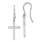 Silver Diamond Cross Dangle Earrings