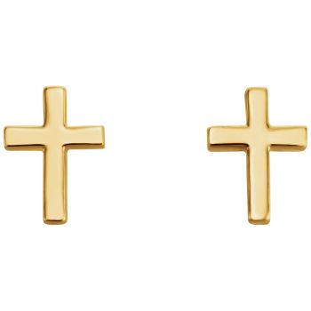 Tiny Cross Stud Earrings in 14K Gold 2