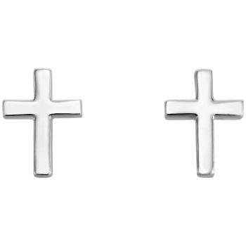 Tiny Platinum Cross Stud Earrings 2